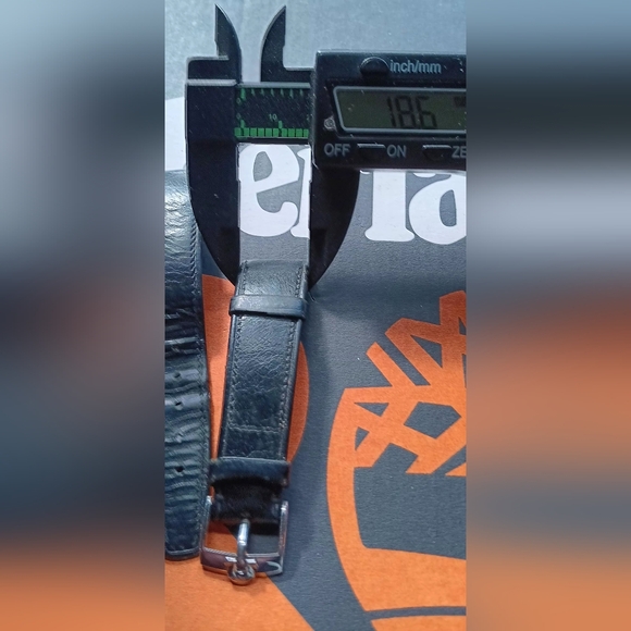 Vintage Omega 18.6mm Black Leather Watch Strap Buckle Is 16mm - Picture 4 of 6